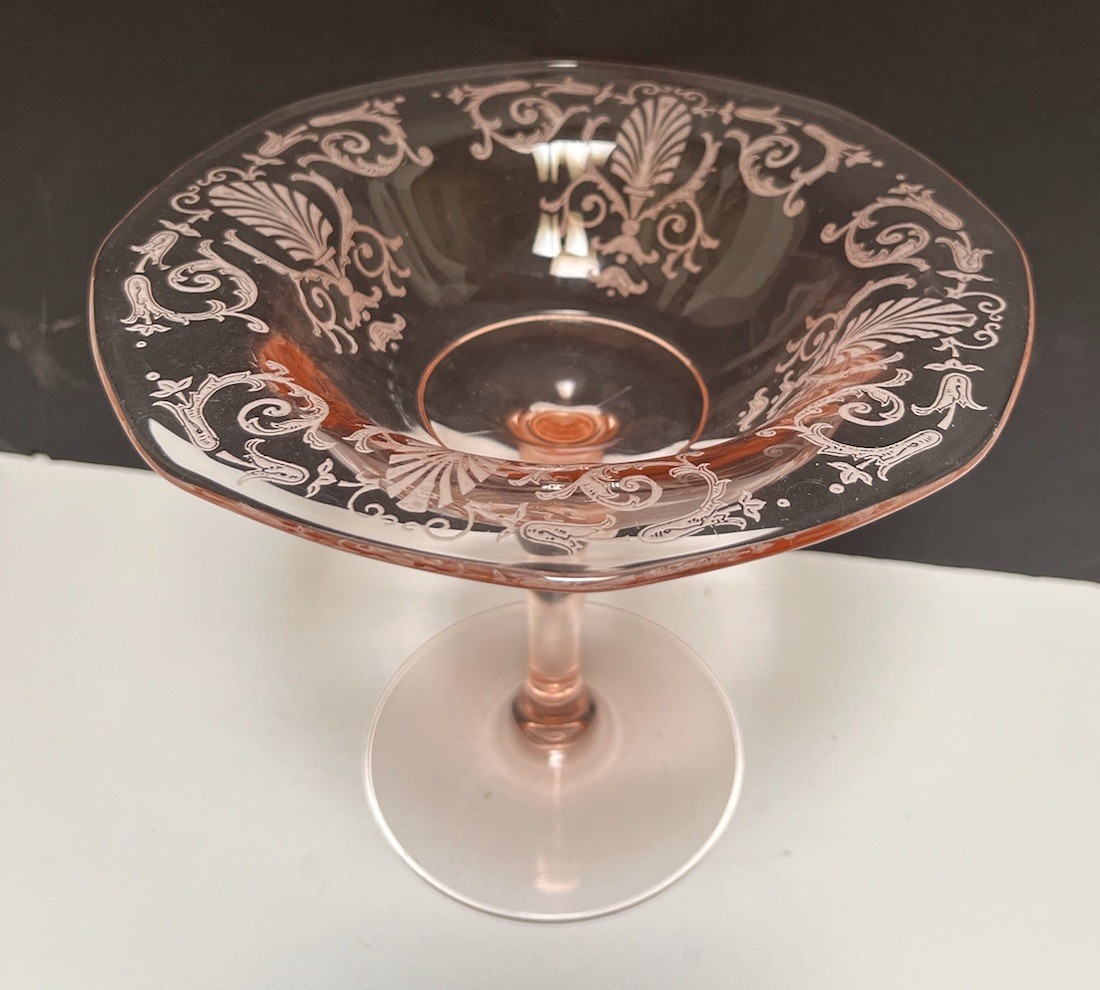 Fostoria Glass VERSAILLES Pink 6 1/2″ Tall Compote.