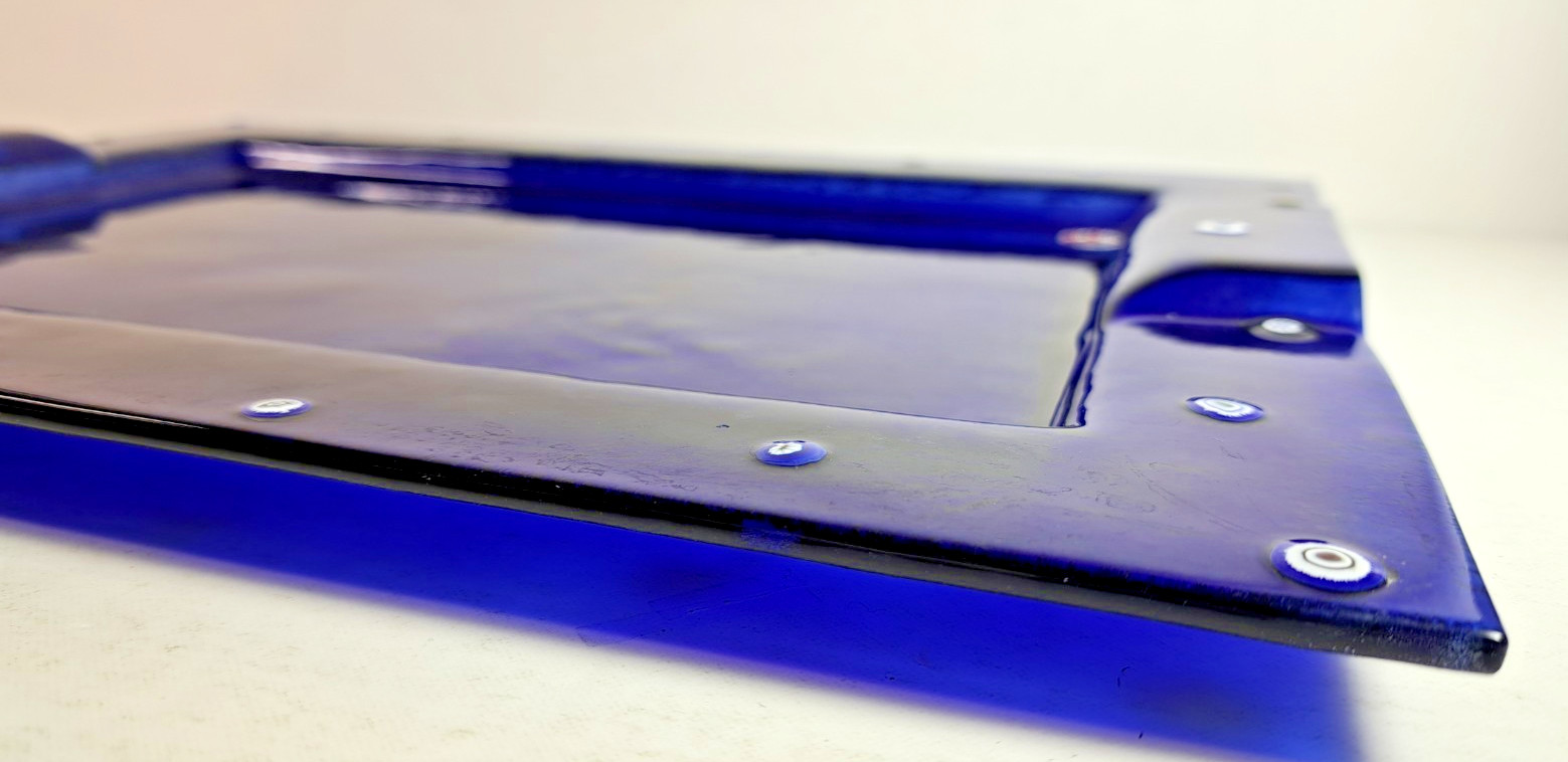 Vintage Cobalt Blue Murano Glass Serving Tray, 11.5″x15.5
