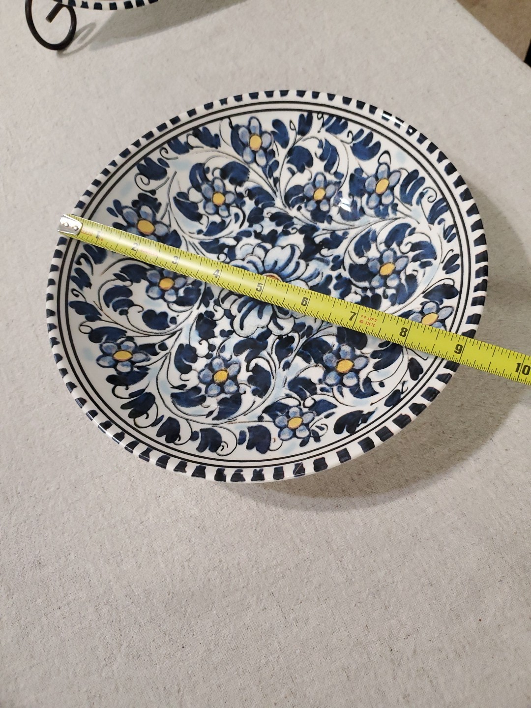 2 Ceramiche Italia Handworked Pasta Soup Salad Bowl Plate 9″ Italy Blue Yellow
