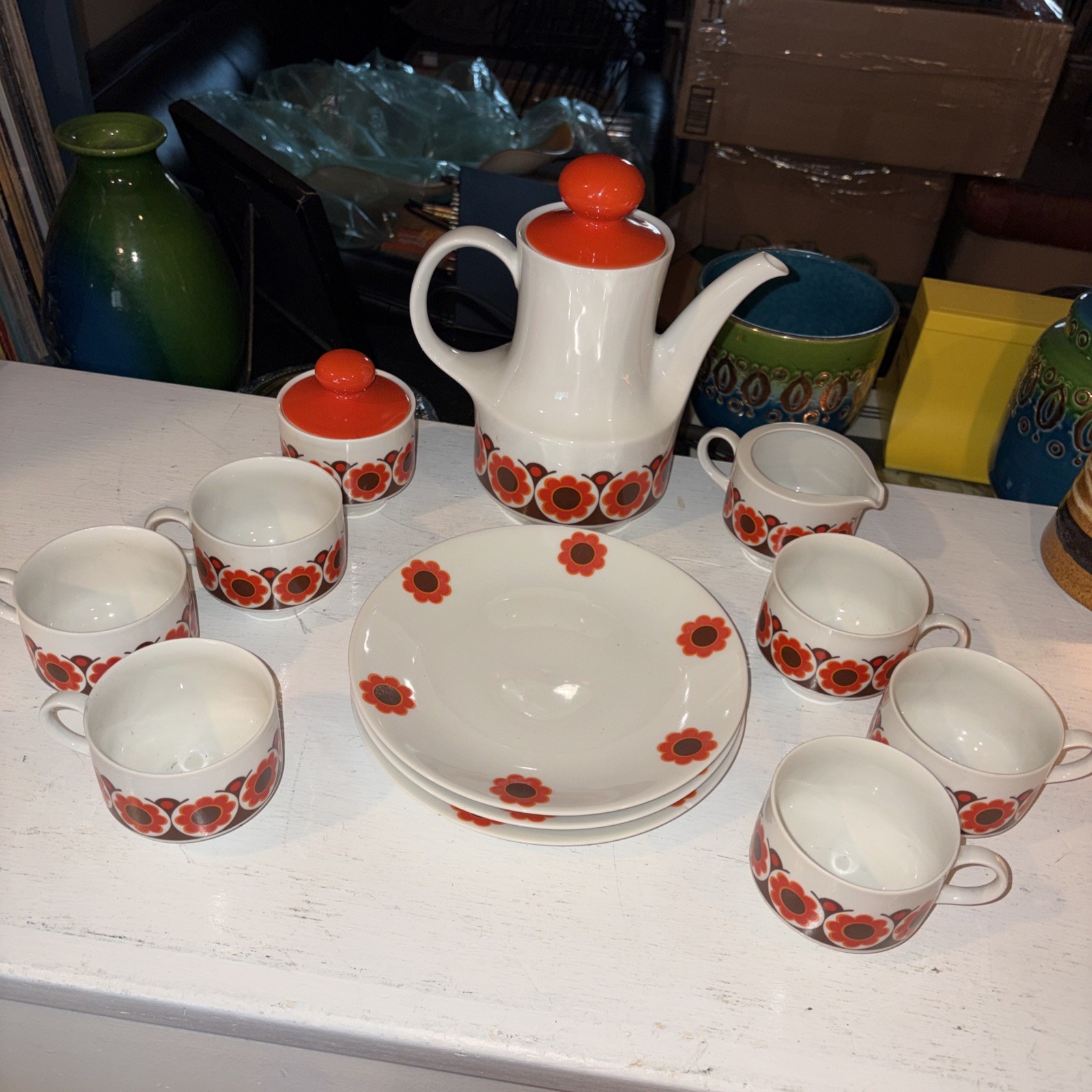 Vintage Mid-Century Modern Retro MCM Mitterteich Floral Coffee Tea Service