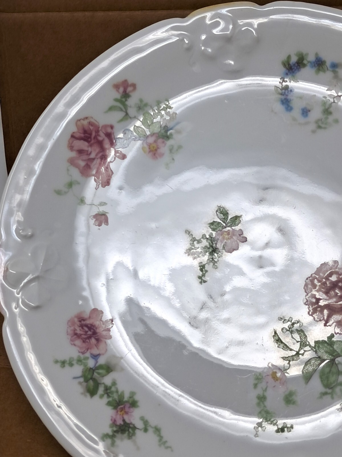 Limoges France LDBC 9″ plate Lanternier handpainted Pink & Blue Florals