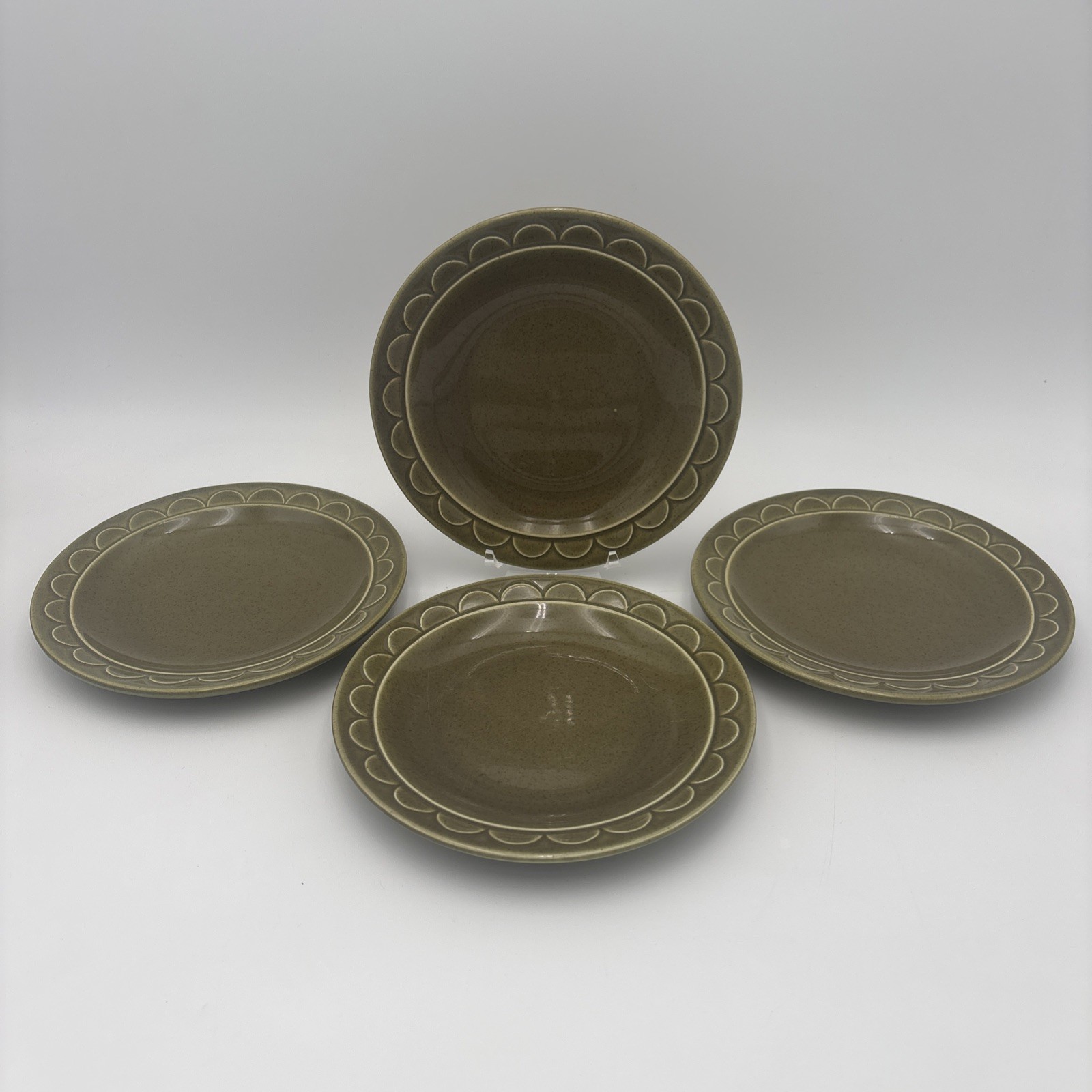 Homer Laughlin Sheffield Granada Avocado Olive Green 7.25″ Salad Plates Set of 4
