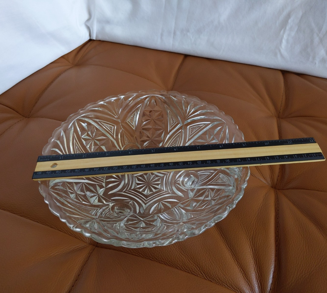 Vintage Anchor Hocking Serving Bowl Clear Pressed Glass 3 Footed 9in Dish 1960