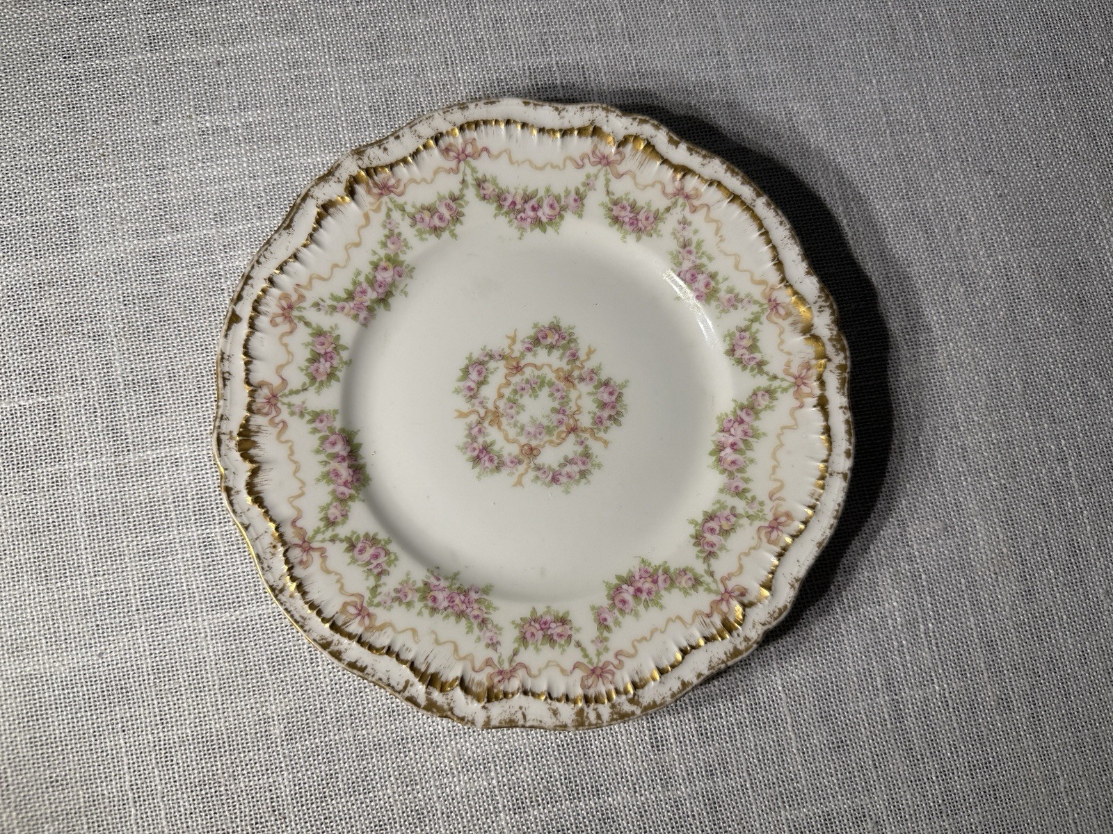 Vintage Floral Decor Display Plates Set Wedgwood Redon Haviland Pink Roses 4 Pcs