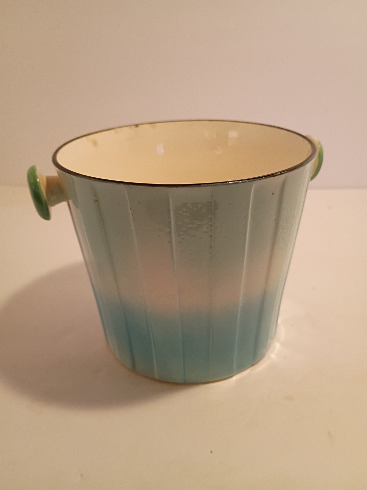 Vtg Lipper Mann Candy Dish Bucket Blue Candies Japan