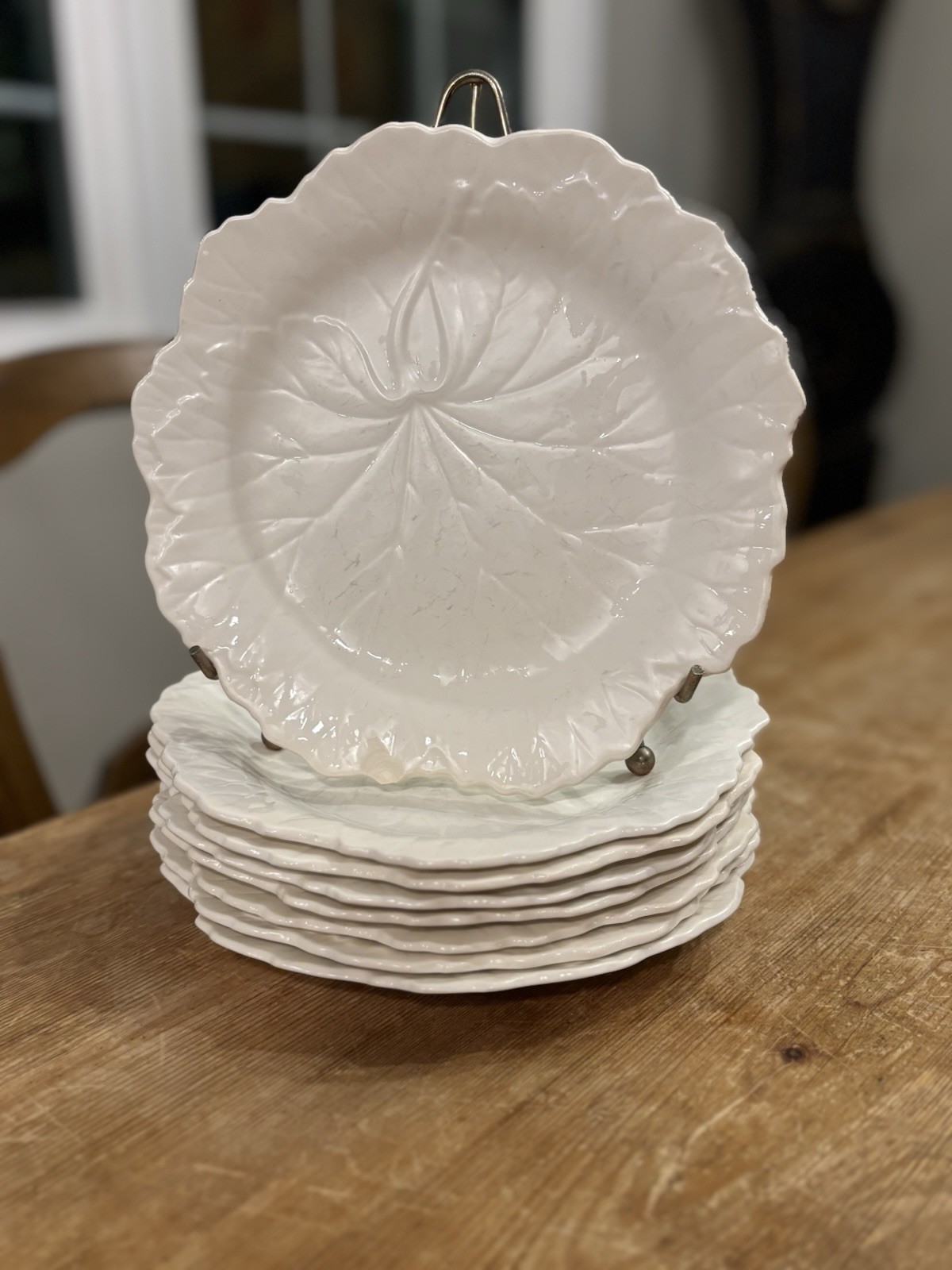 VTG LOT OF 8 Wedgwood Barlaston & Etruria 1940s Dysart White Cabbage Leaf