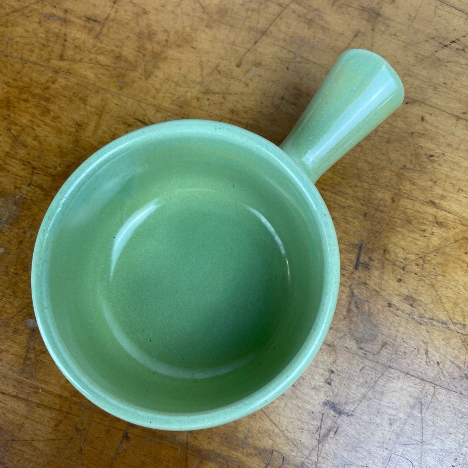VTG La Solana Potteries Solana Ware Green Handled Individual Covered Casserole