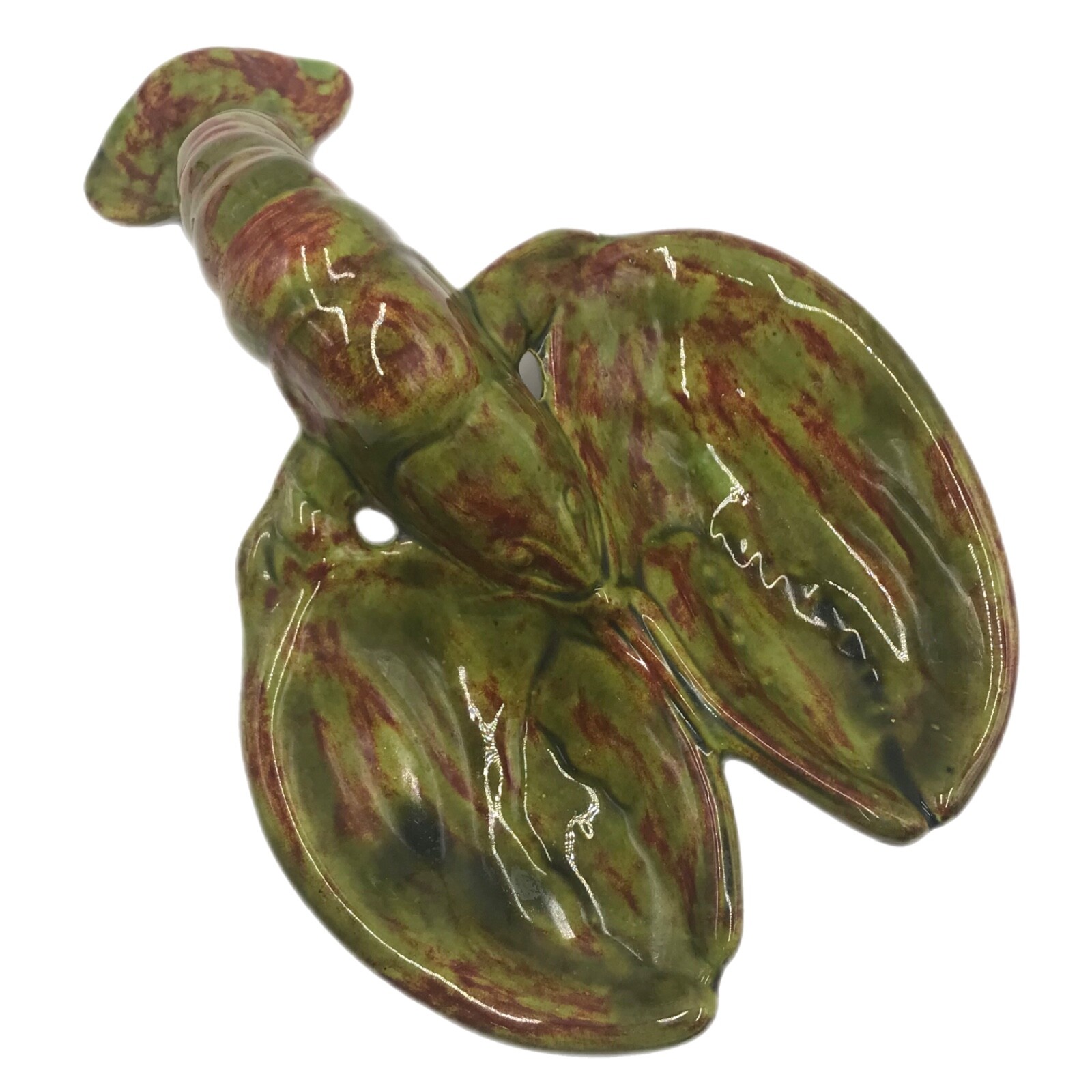 Art Pottery Lobster Divided Serving Dish Drip Glaze Signed BAS Decorative