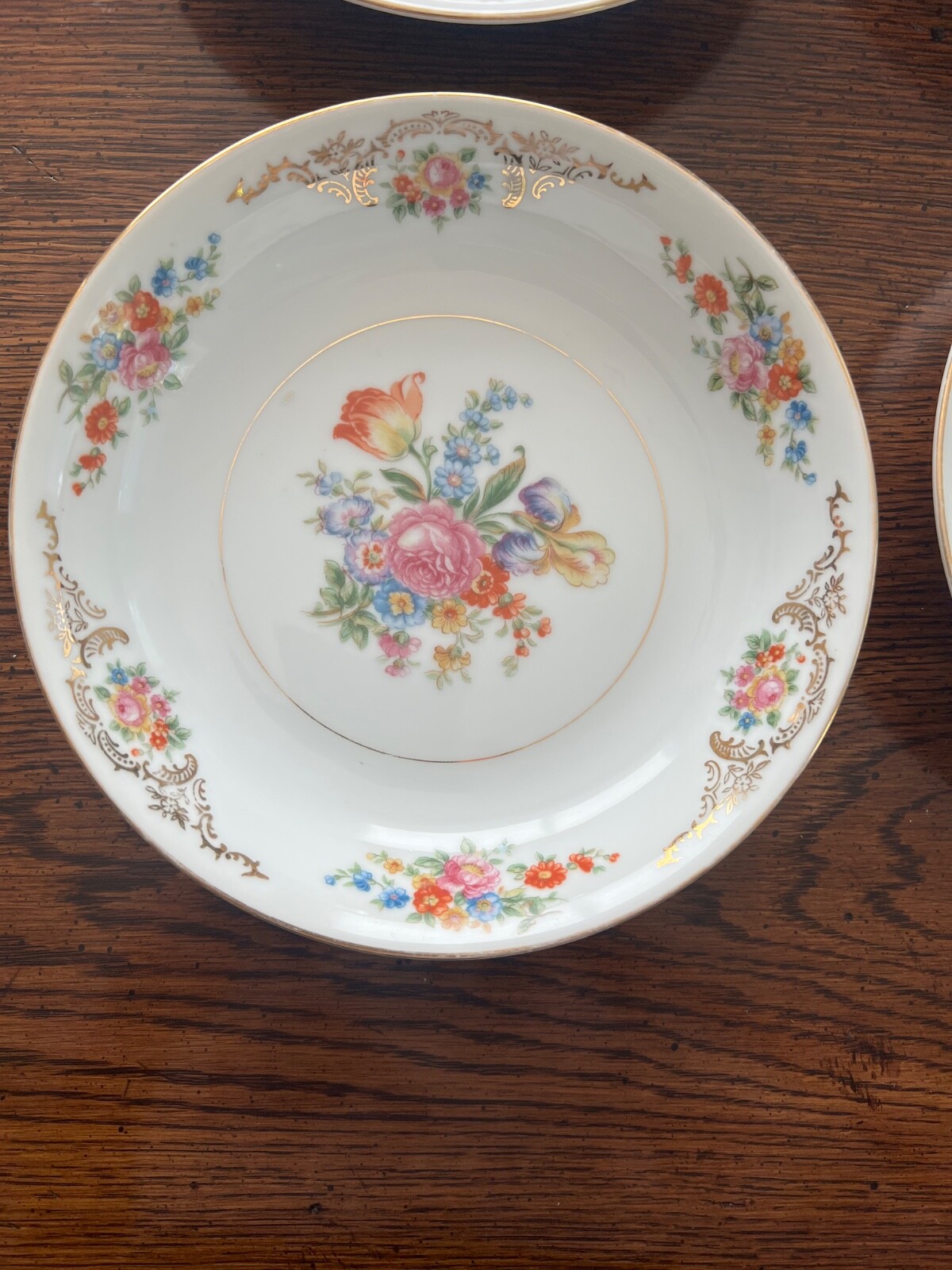 Richi Soup Bowls Occupied Japan Set of 4 Floral 7.25″