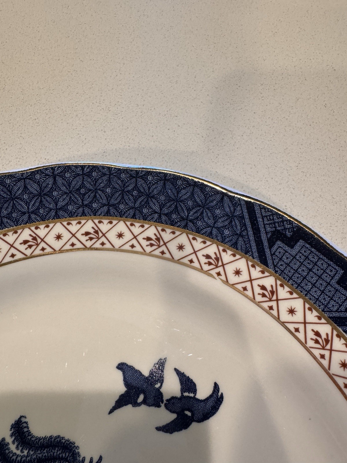 10 VTG 1940s Booths England Real Old Willow Dinner Plate Gold Trim A8025 10-3/8″