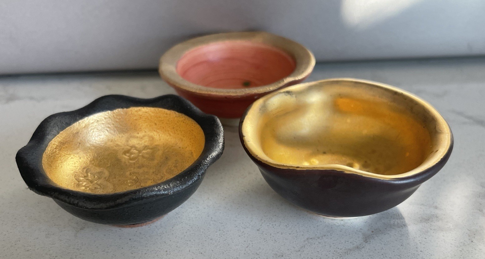 Studio Pottery Decorative Miniature Bowls Set Of 3 Japanese Art