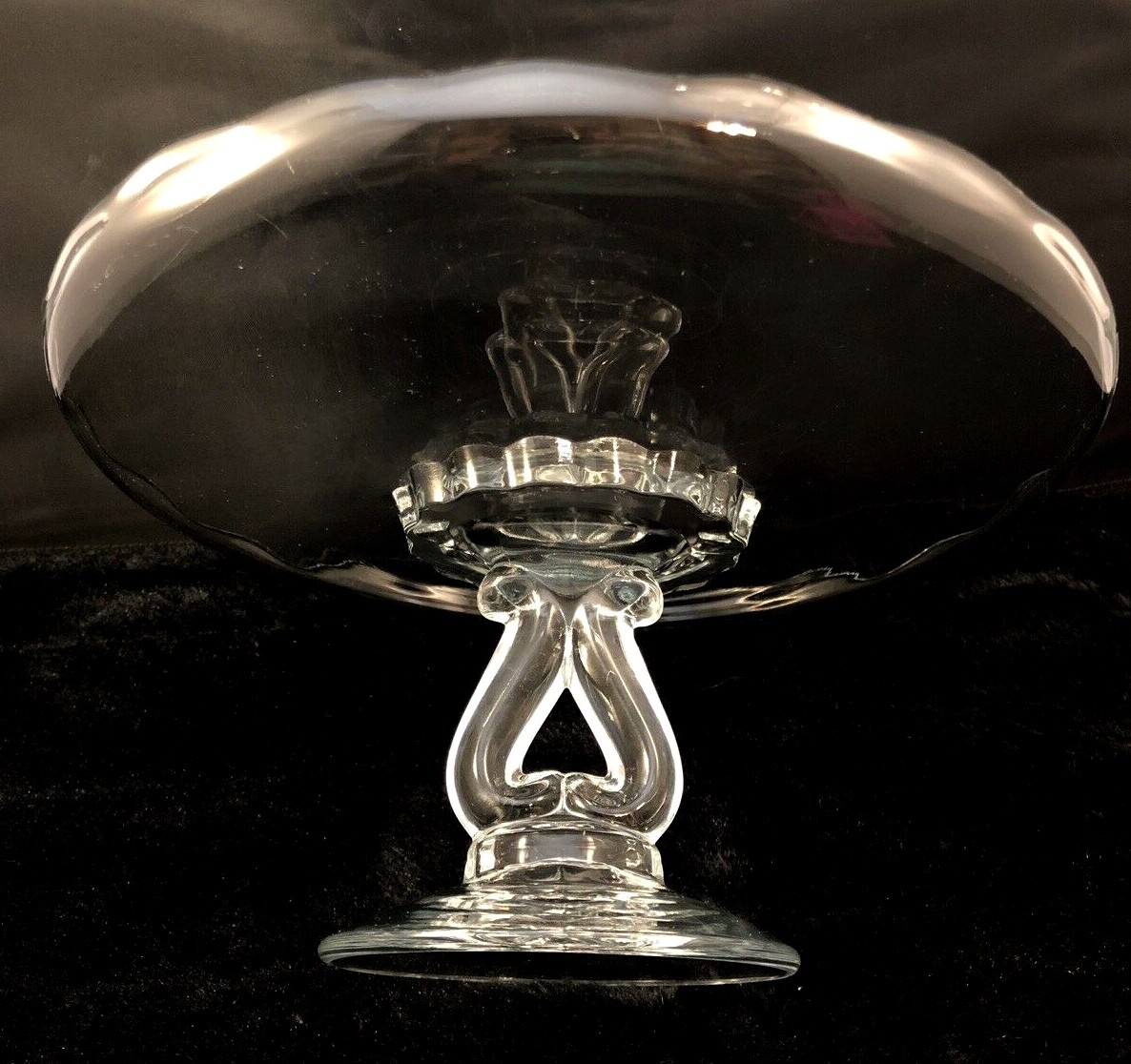 Viking Martinsville Princess Clear Heart Stem Pedestal Cake Plate 11″