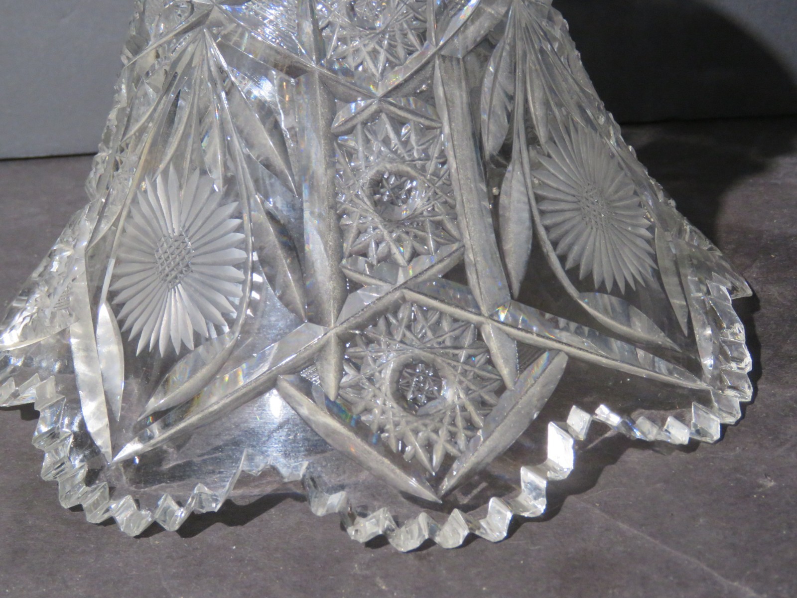 American Brilliant Cut Glass 2 Part Claret Bowl-Daisy Intaglio and Brilliant Cut