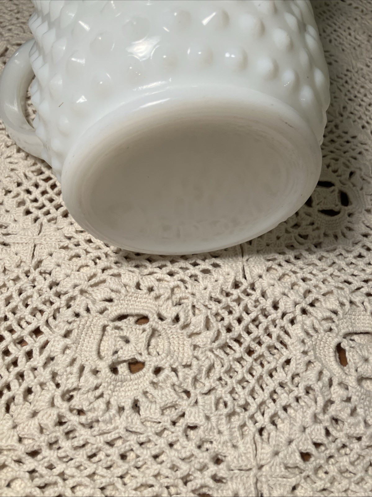 Vintage Hobnail Pitcher White Milk Glass 8” Anchor Hocking Ice Tea Lemonade