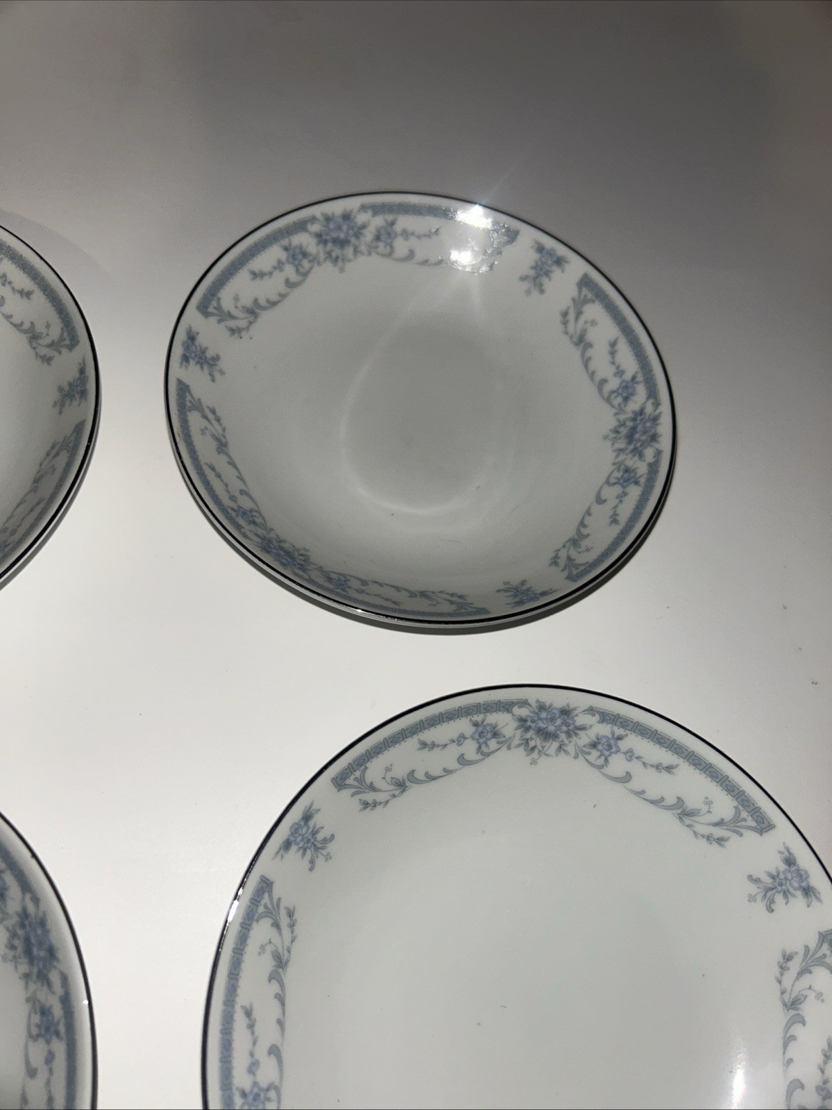 Vintage Sheffield “Blue Whisper ” Fine China Dessert Bowls Set Of 4