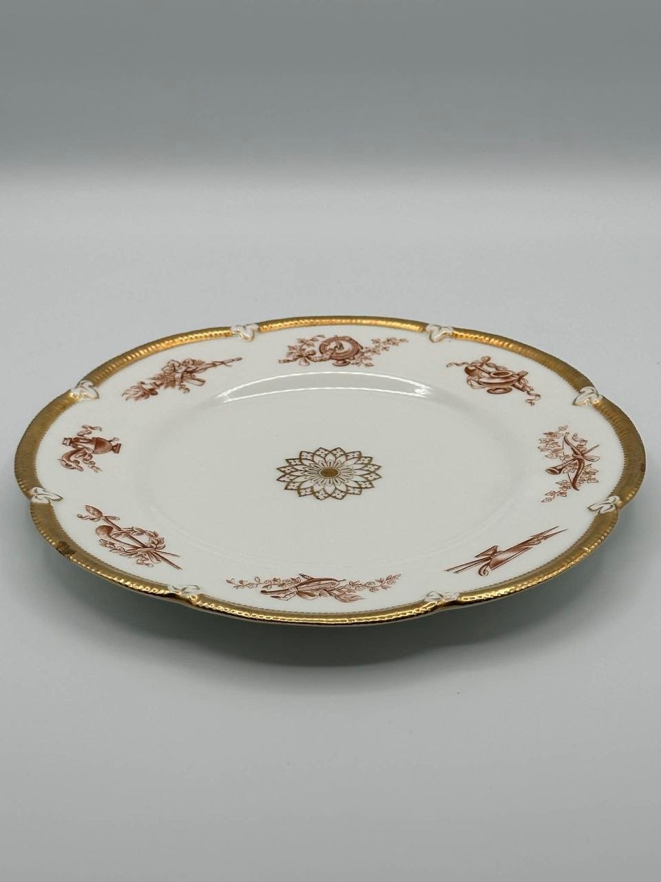Set 4 Antique Victorian British Registered Design Plates 9″ Gilt c.1870s