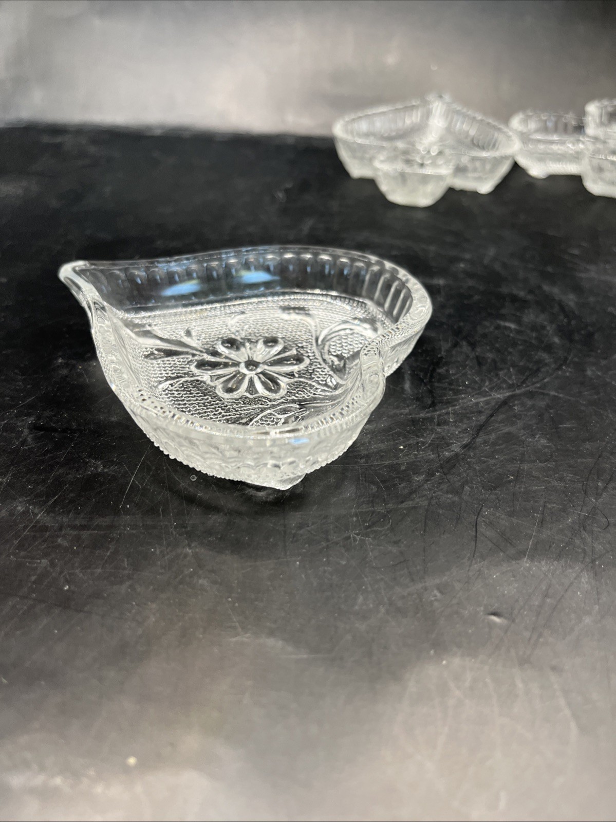 Indiana Glass Clear Tiara Playing Card Suit Candy Nut Crystal Glass Dishes