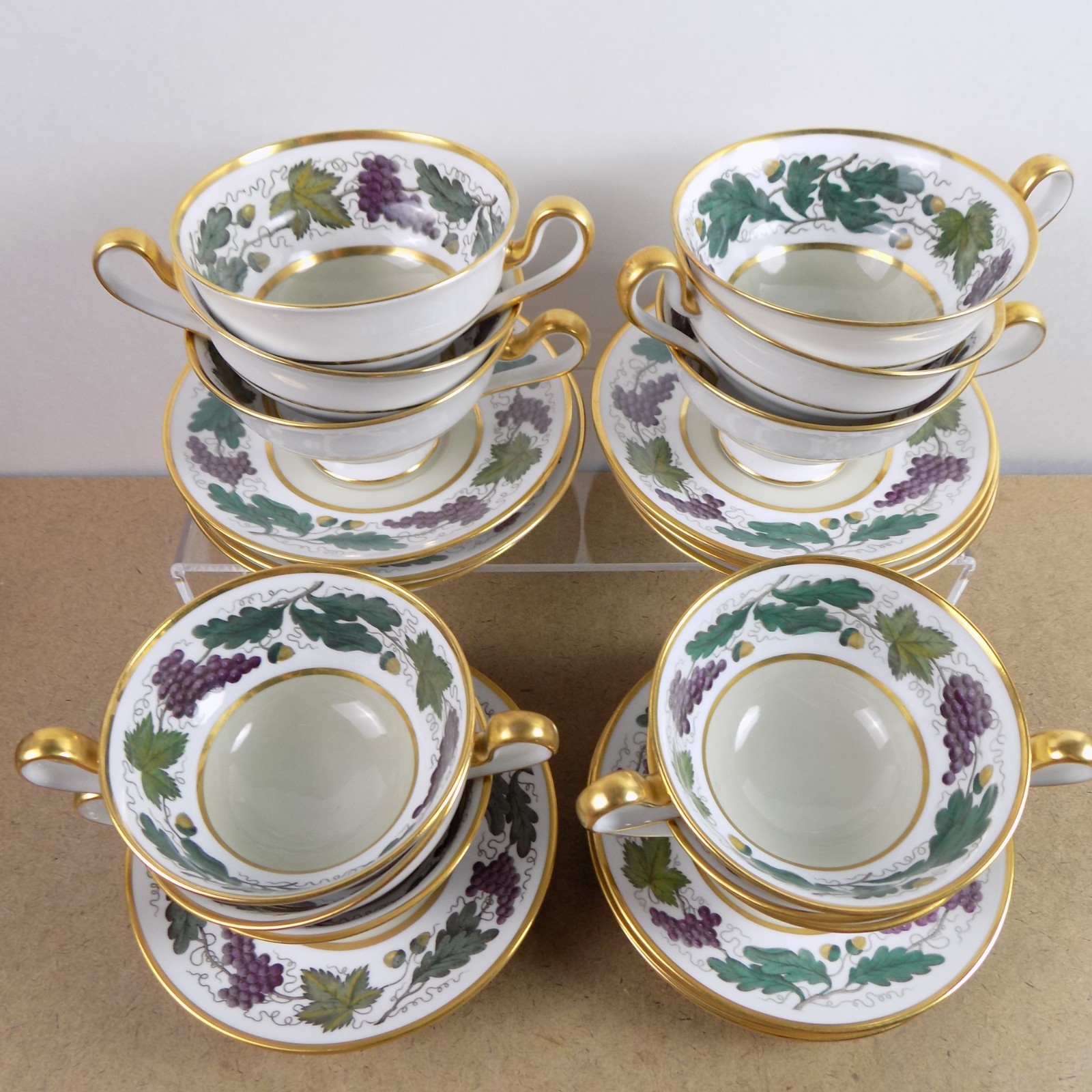 12 Spode Kent Celadon Cups & Saucers Pattern Period AD 1808 Reproduction