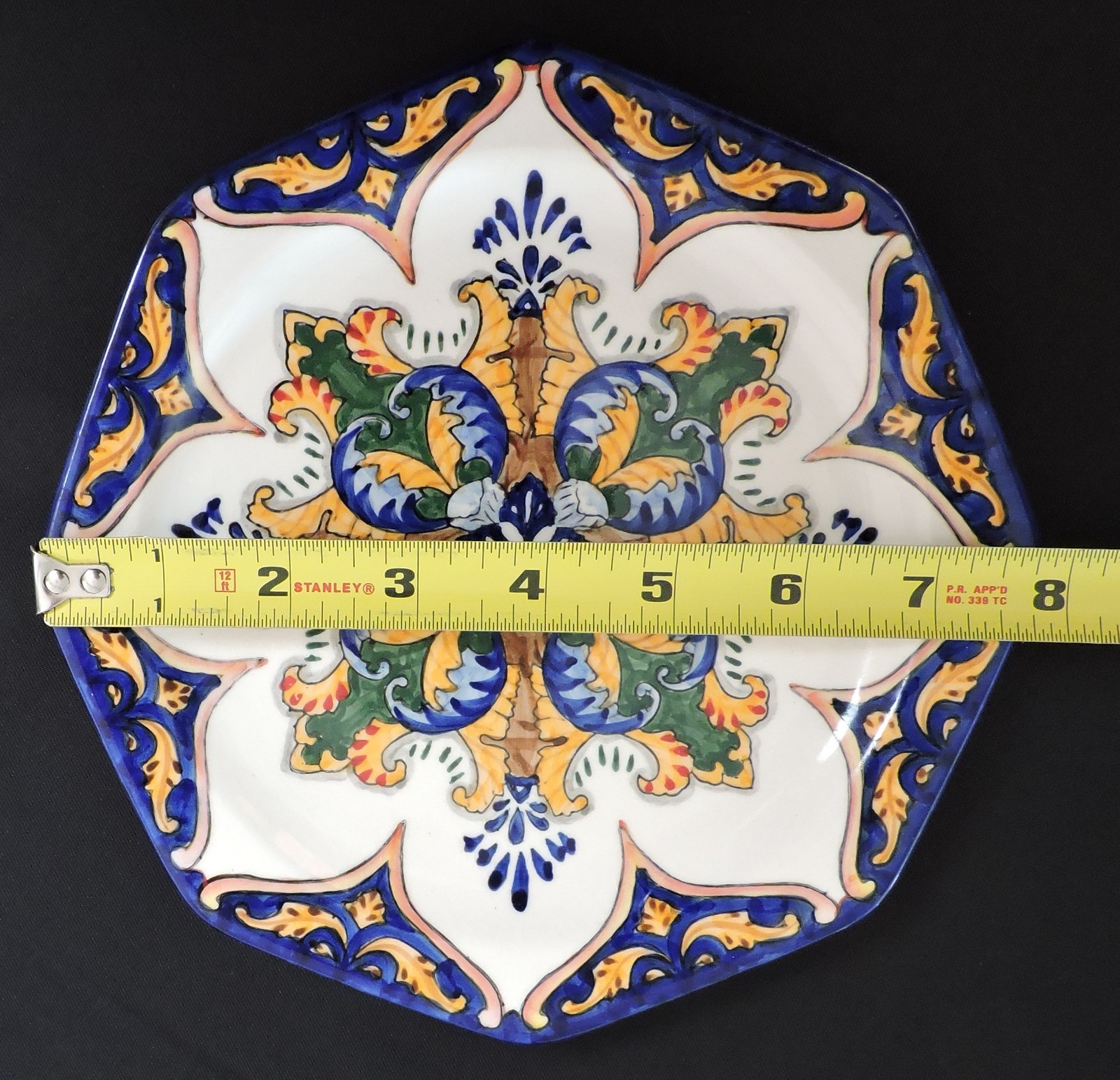 I Godinger & Co. Dessert Plate 7.5 in. Hand Painted Cobalt Blue Yellow