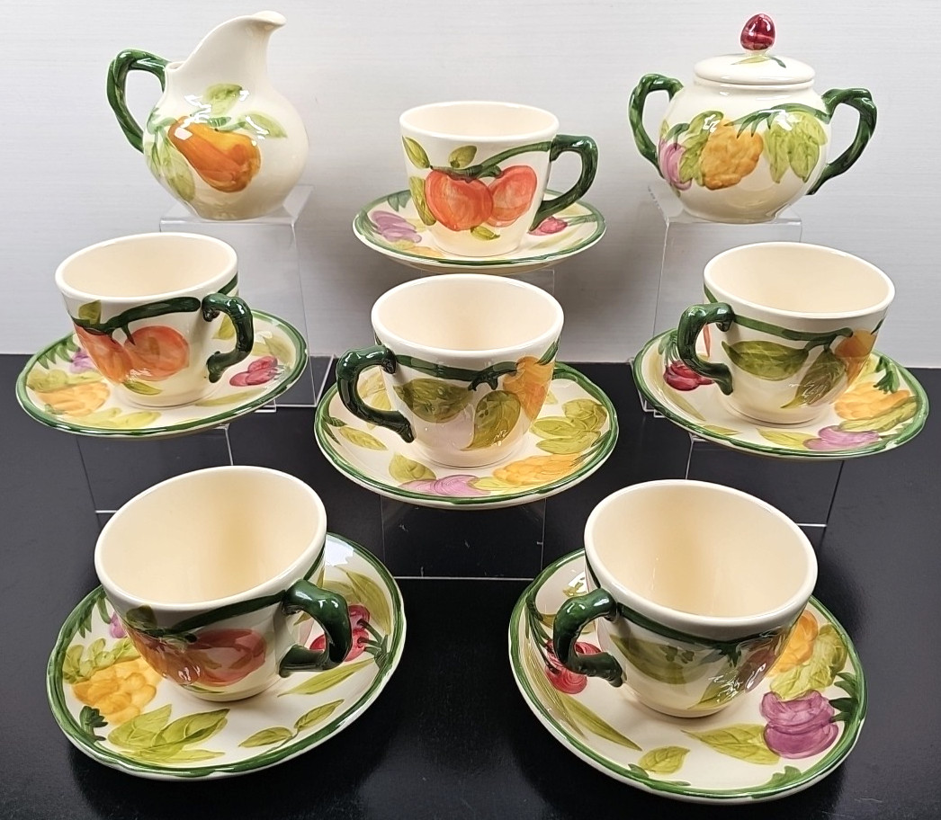 15 Pc Franciscan Fresh Fruit Cup Saucer Creamer Sugar Lid Lot Vintage Dish Retro