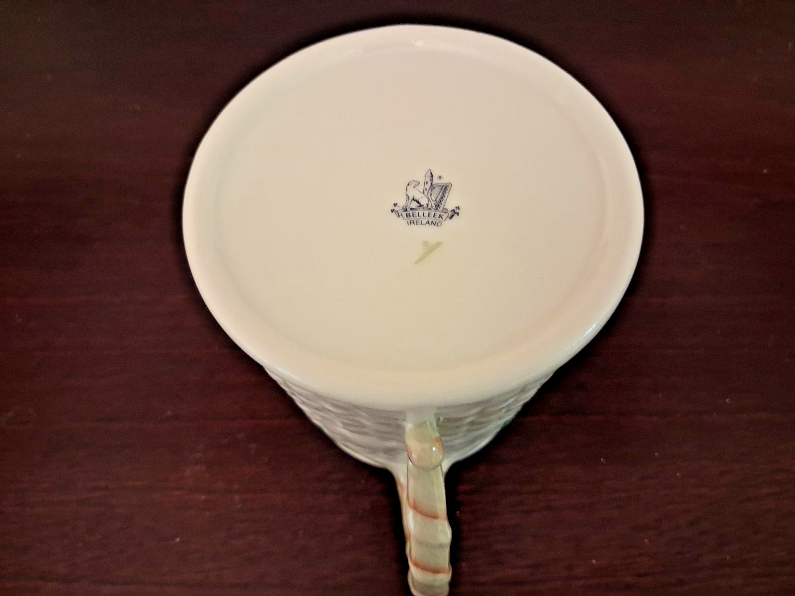 Belleek Ireland Basket Weave Shamrock Creamer