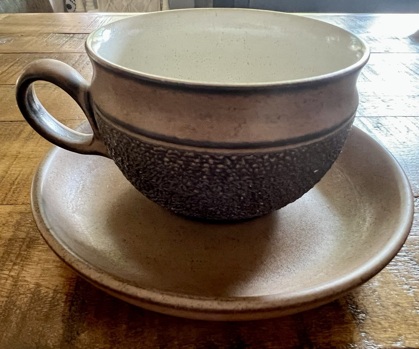 Vintage 1970s Denby Cotswold Pottery Coffee Cups And Saucers Lot England
