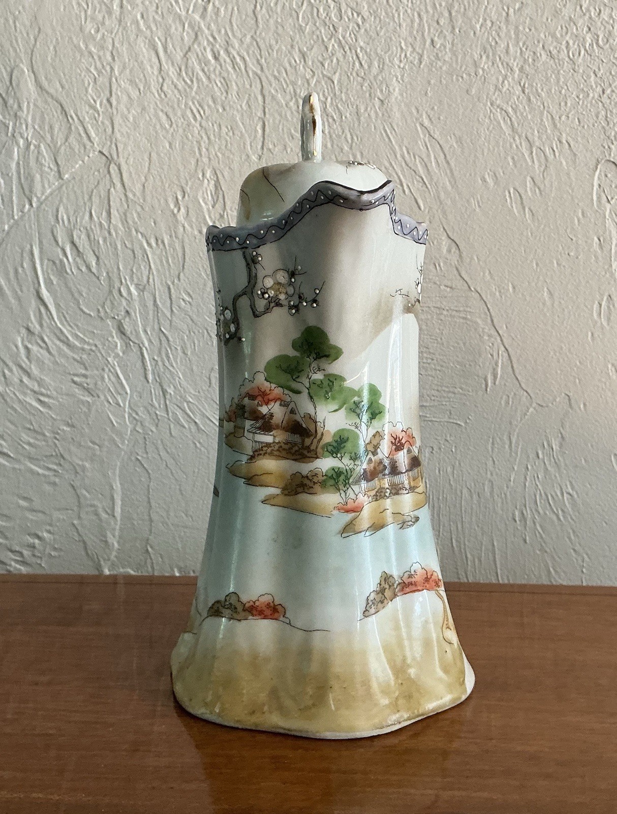 Antique Nippon Hand Painted Moriage Chocolate Pot Set 14 Torii Gate Mark 1905-15