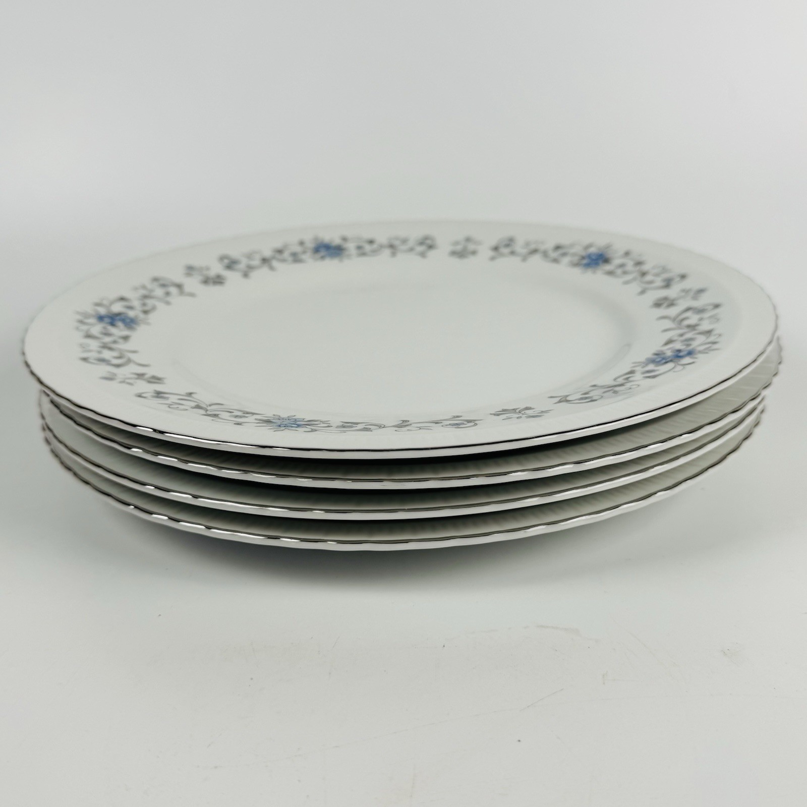 Harmony House Japan Minuet 10.25” Dinner Plates Set Of 4 Blue Grey Flowers