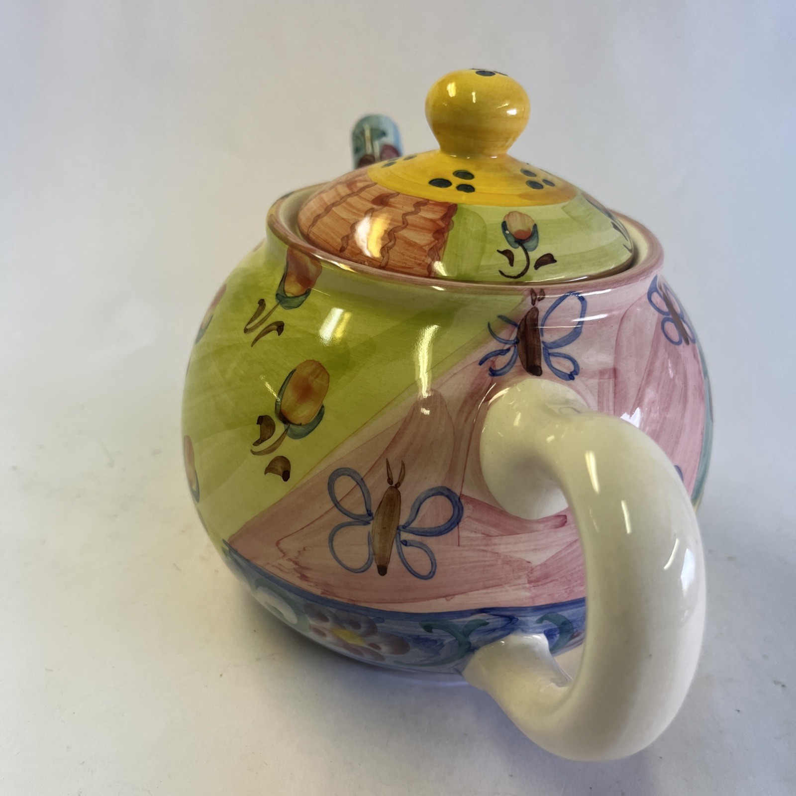 Favanol Portugal Ceramic Bees And Berries Teapot Handpainted Approx 9.5″ by 6″