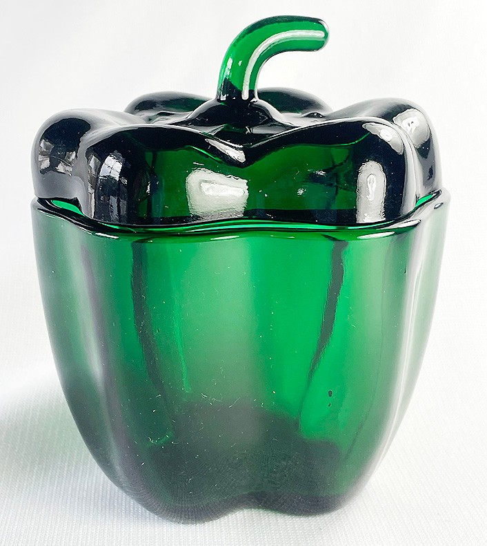 Rare 1960s Dark Green Viking BELL PEPPER covered jar