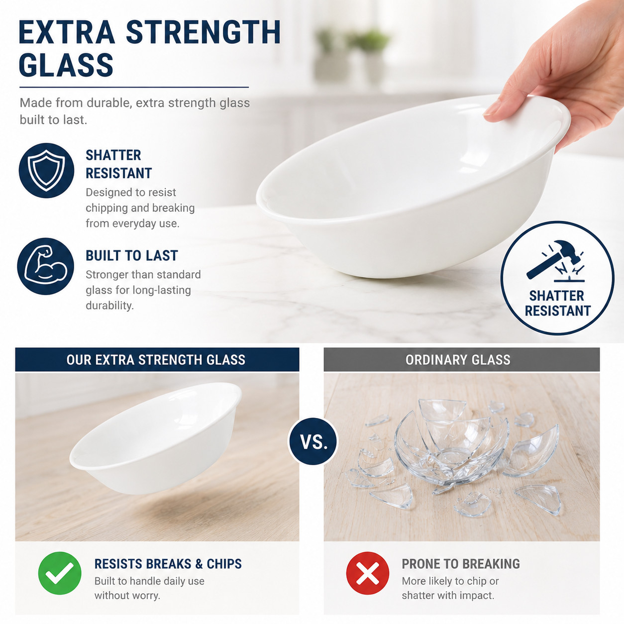 4pk- Corelle Vitrelle 1-Quart Serving Bowls Winter Frost White 8.5″ Round