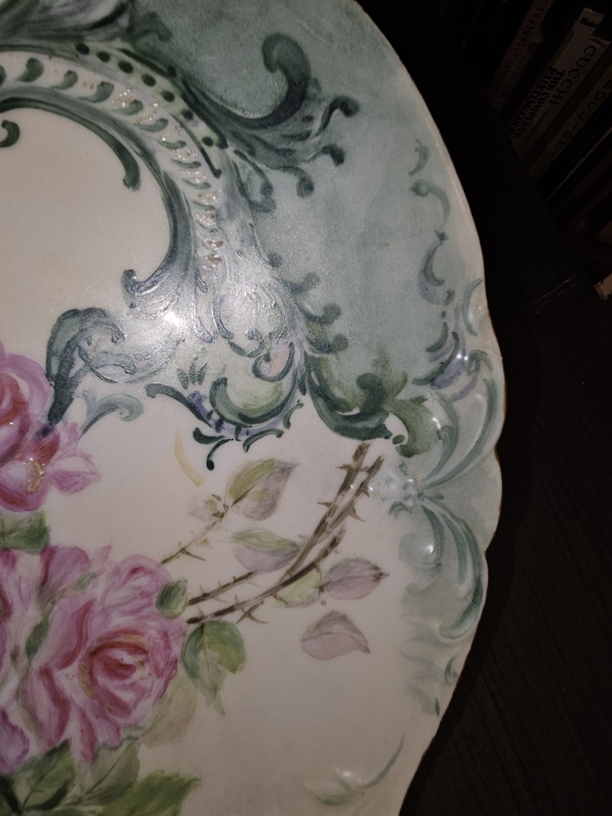 JP Limoged France Plate Handpainted Decoritive Scalloped Cut Gilted 1896 Signed