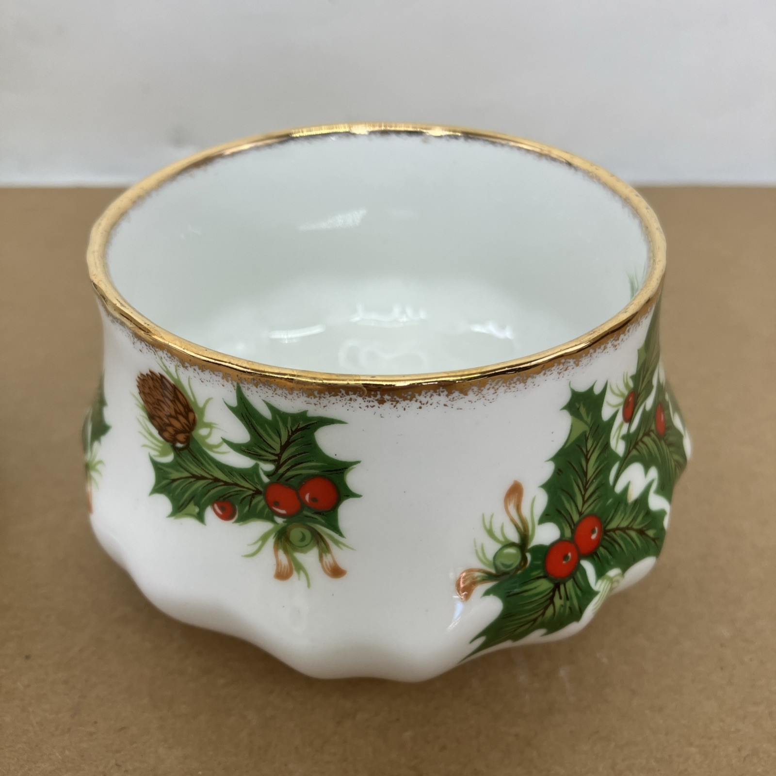 Yuletide Rosina Bone China Cream Pitcher Sugar Bowl Holiday Home Kitchen Holly