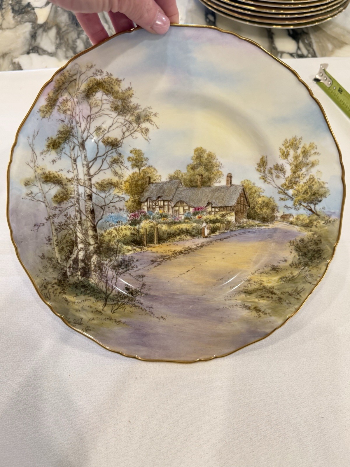 Pristine 1952 Royal Worcester Anne Hathaway Cottage Plate Signed J. Smith 10.5″