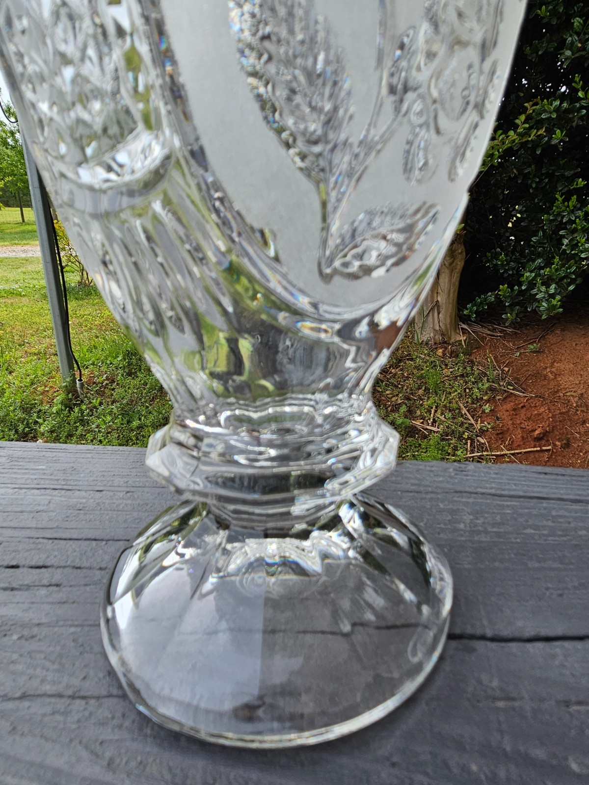 Apothecary Jar Lidded Etched Floral Patterns 14″ Crystal D’Adriana of Yugoslavia