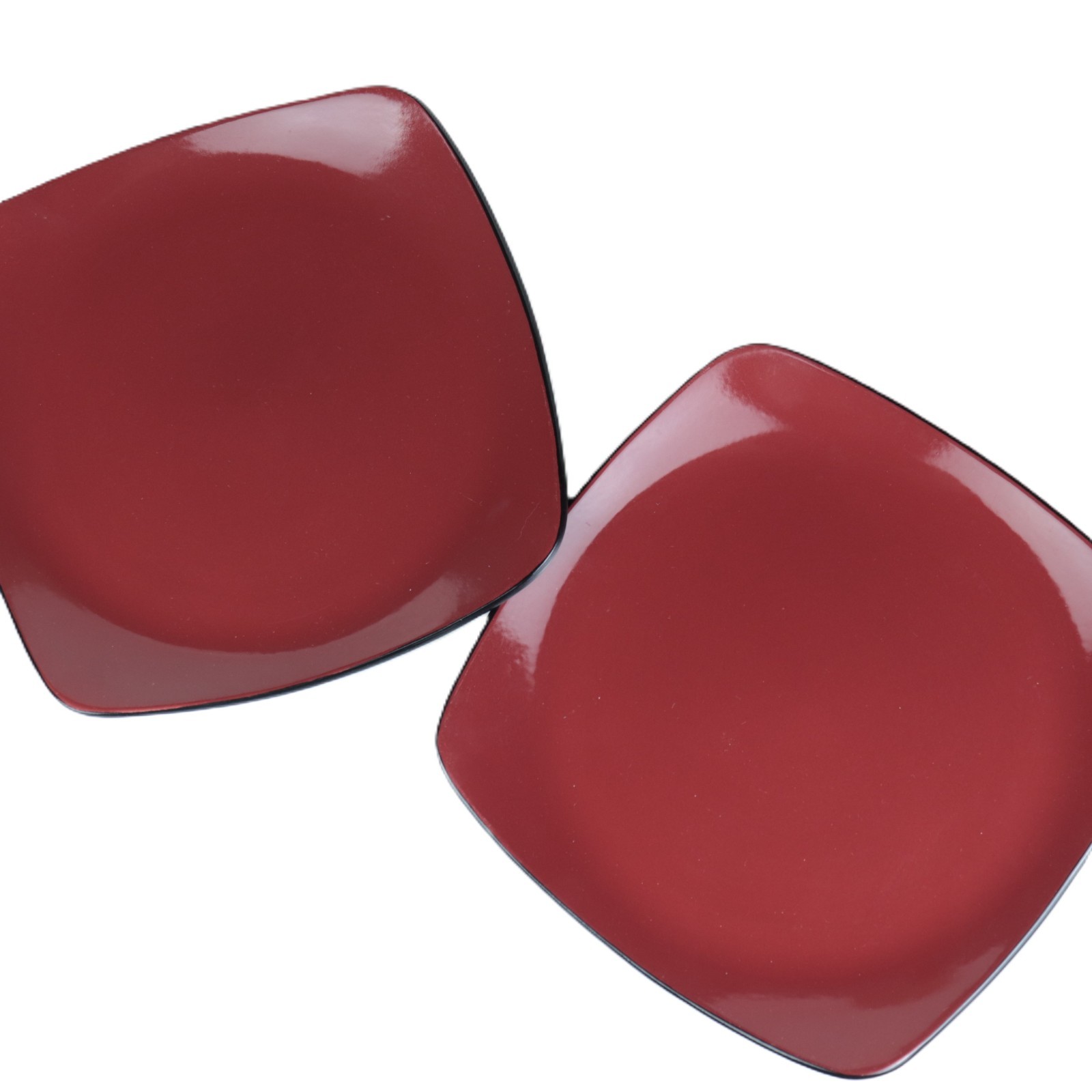 Corelle Hearthstone Square Dinner Plates – Chili Red/Black – 11 3/4″ – Set of 2