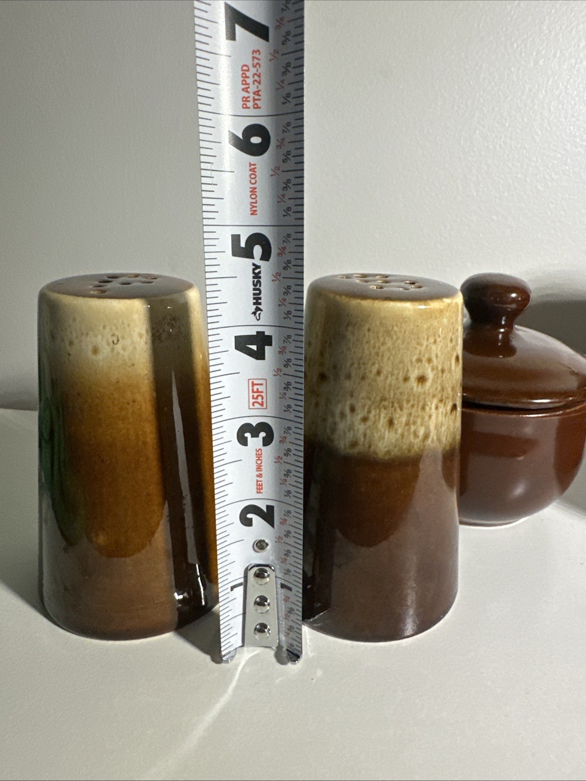 Vintage Brown Drip Glaze Pottery Set Of 5 USA Oven Proof