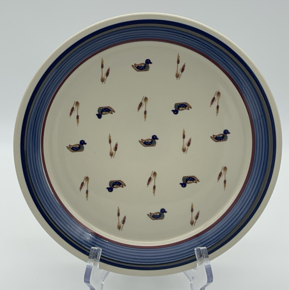 Epoch AMERICAN DECOY Large Dinner Plate 10 3/8″ Ducks & Cattail Reeds C201