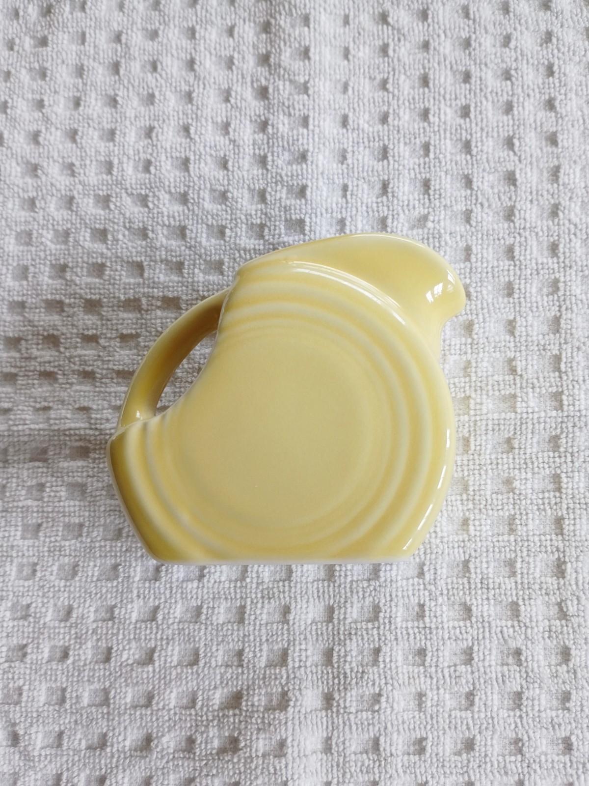 Vintage Small Fiesta Ware Light Yellow Disk Mini Pitcher Creamer 3”