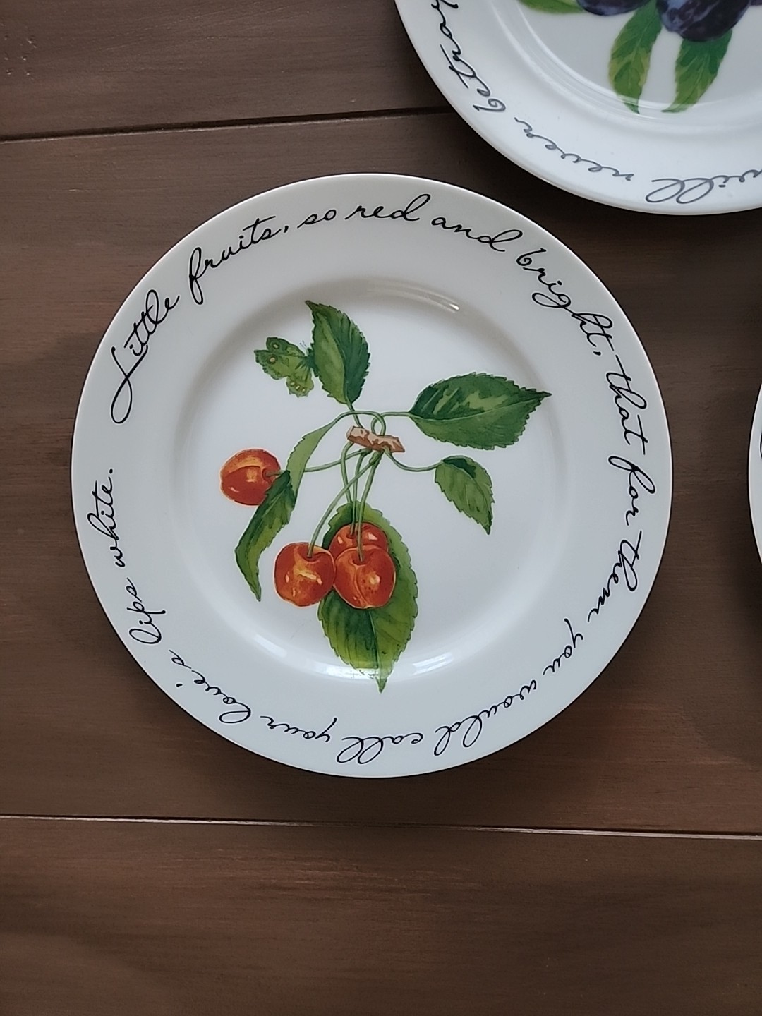 Williams Sonoma ORCHARD SUITE Salad Plates 7.75” Plum Pear Cherry Set Of 3