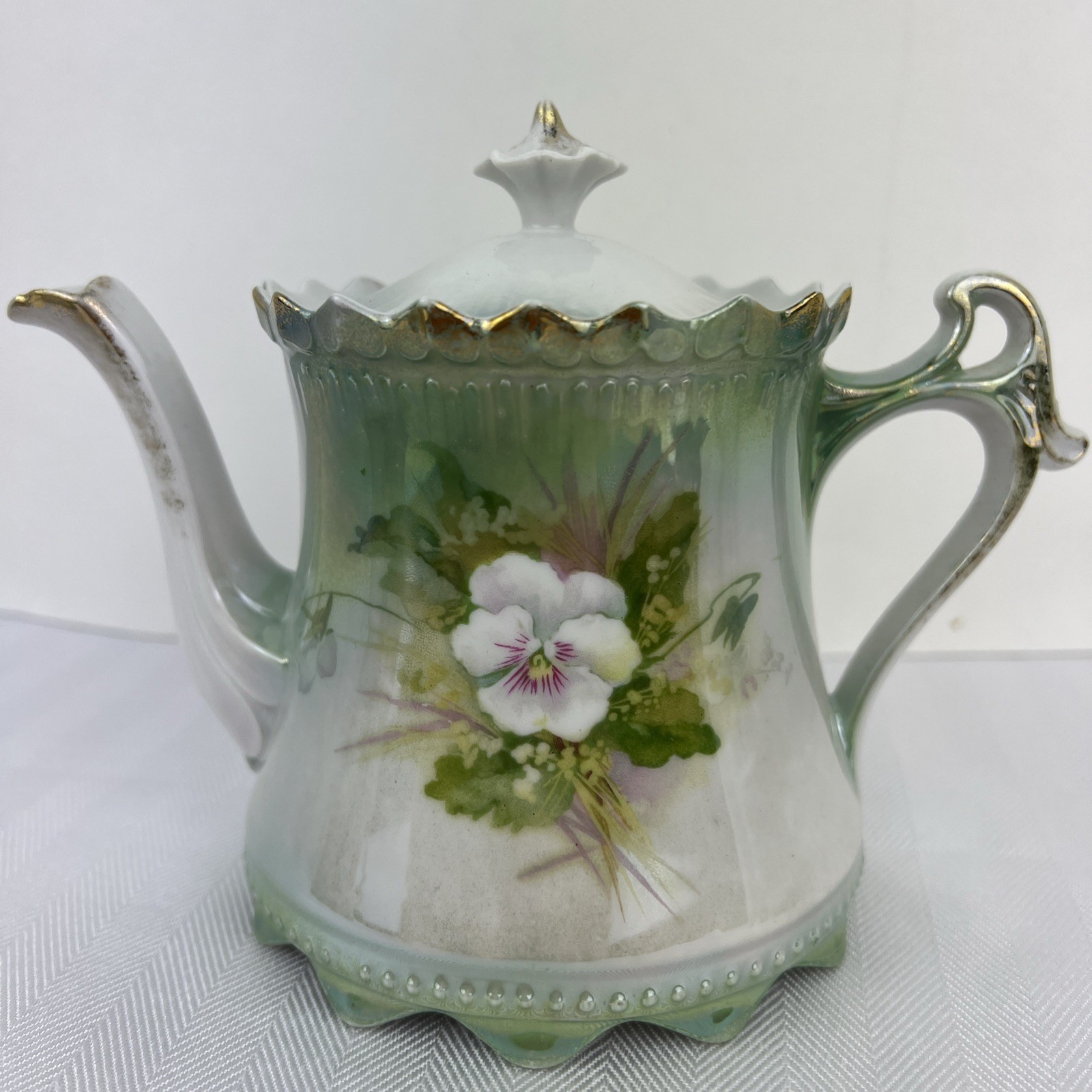 Antique RS Prussia RED MARK Porcelain Teapot Chocolate Pot Sugar Creamer Set
