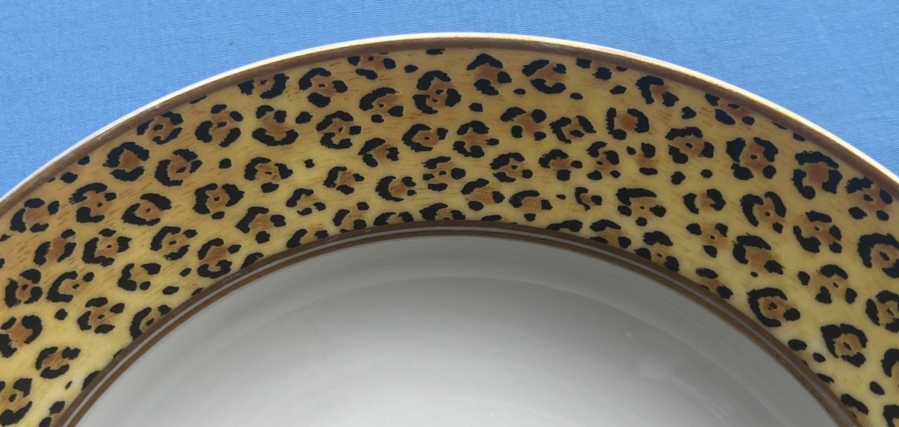 Set of FIVE Lynn Chase Amazonian Jaguar 9 1/8 Inch Flat Soup Bowls