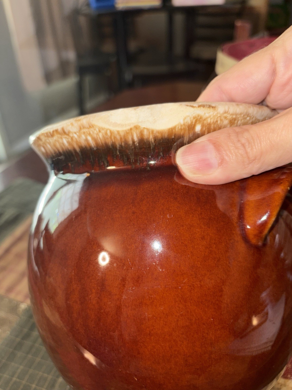 Hull Oven Proof Brown Ceramic Earthenware Jar With Handle USA