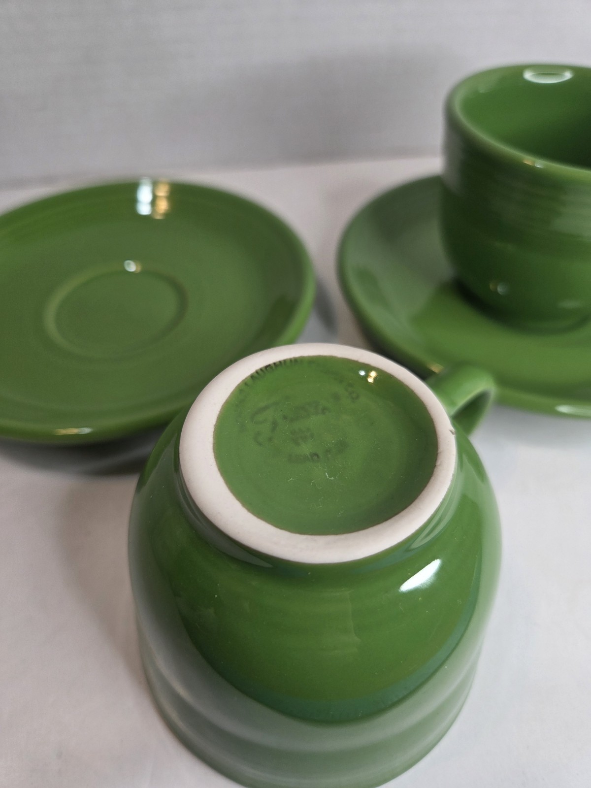 Fiestaware Shamrock Green 2 Cups and Saucers Homer Laughlin Fiesta