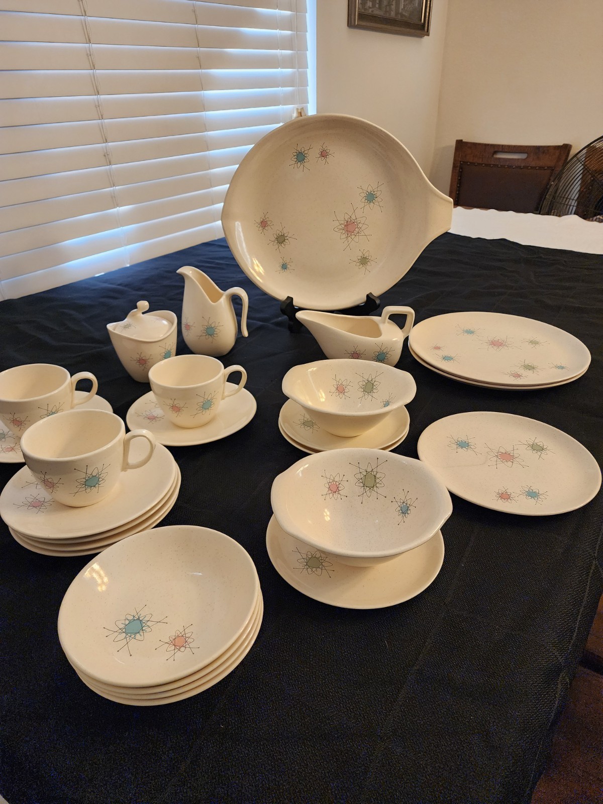 Vintage Grant Crest Tempo Atomic Starburst Set – 1950s USA MCM Speckled Lot