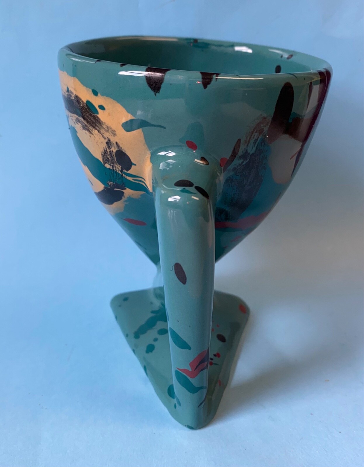 RARE CHARLES NALLE Studio Art Pottery Mug ABSTRACT Contemporary Teal Blue HTF!