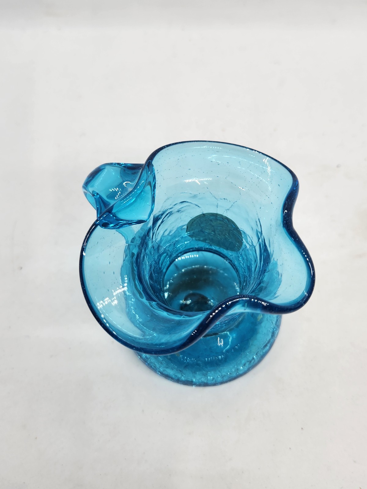Vintage Kanawha Blue Crackle Glass Creamer Pitcher 3 Inches Glows!