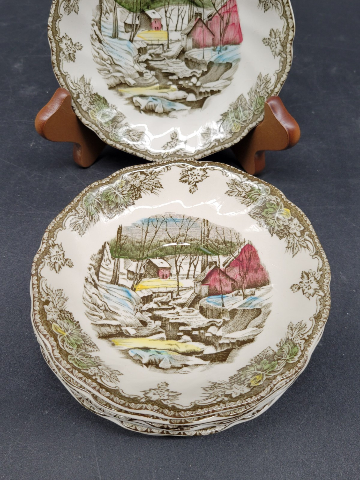 Johnson Bros The Friendly Village “The Ice House” Saucers 5 1/2 Inches England