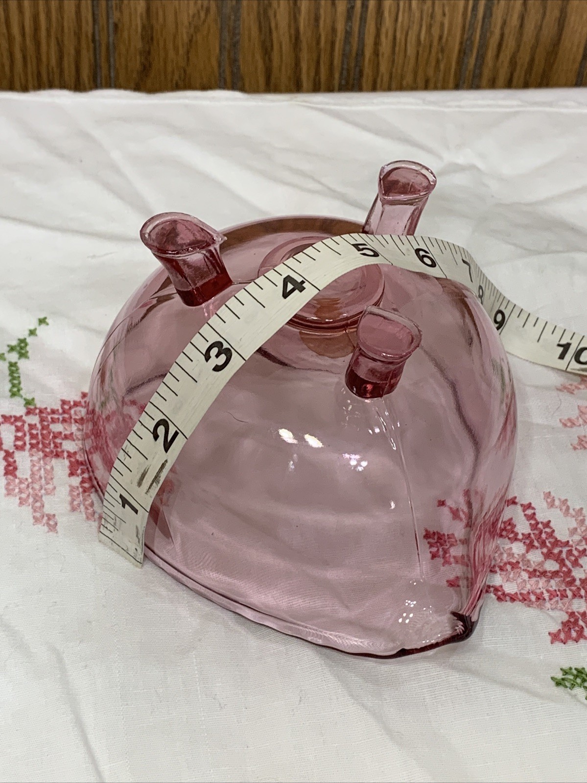 Viking Heart Shaped Glass Candy Trinket Dish Cranberry Pink 3 Foot Dalzell Line