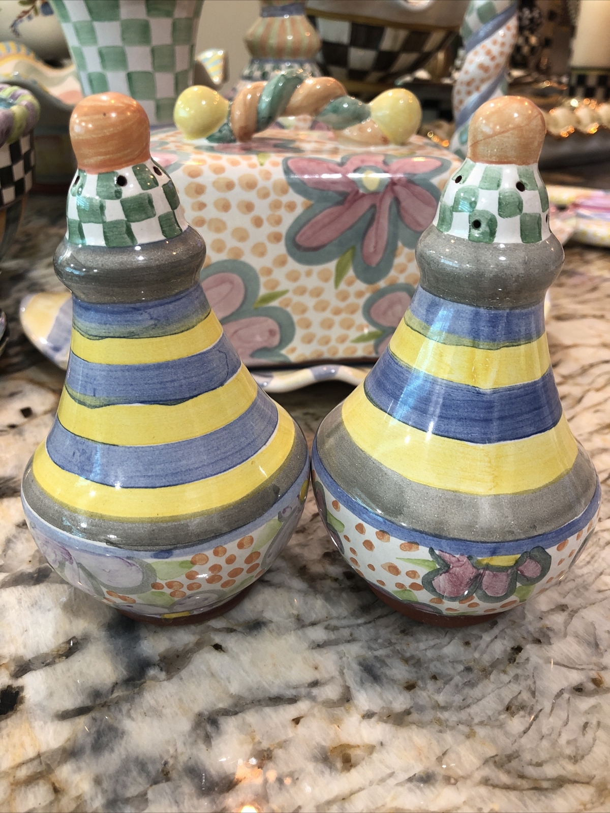 MacKenzie-Childs Ceramic Myrtle Salt & Pepper Shakers 1 Set Of 2